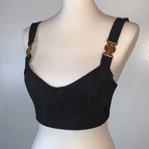 [MESHKI] Black/Gold Bustier Top - Size Medium